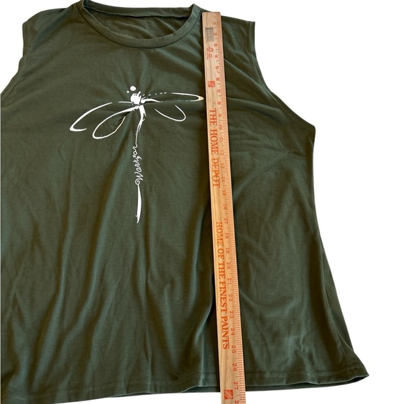 Womens Tank Top Dragonfly Graphic Warrior In Print by SHEIN Green 5XL = 22W NWOT - Picture 7 of 10